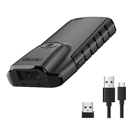 NETUM Bluetooth 2D Barcode Scanner, 3-in-1 Portable QR Bar Code Reader | Automatic Wireless Gun Scan Back Clip Work with Tablet iOS Android Windows MacOS for Warehouse Inventory POS (2D - E800) - size: 2D - E800