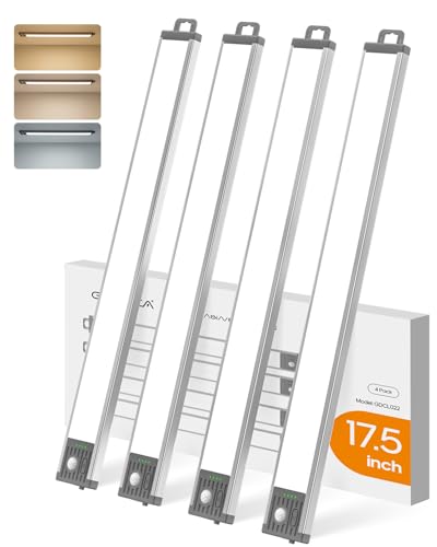 17.5inch Under Cabinet Lighting, 4500Mah Motion Sensor Light Indoor, 4 Pack