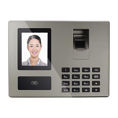 Luqeeg Fingerprint Time Clock, Face Biometric Fingerprint Password Attendance Machine for Employees Small Business with TFT LCD Screen, Up to 1500 Users (US Plug)