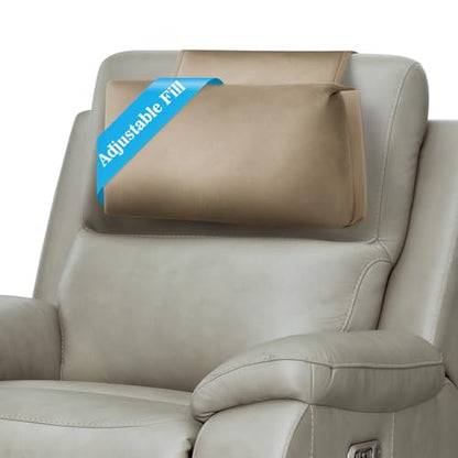 Recliner Headrest Pillow, Adjustable Comfort Neck & Head Support Pillow | Soft Velvet, Weighted Non-Slip Flap, Adjustable Filling, Washable Cover, for Recliners, Sofas, Office Chairs - color: Camel
