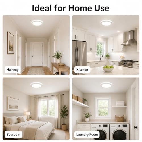 KSANA 9 Inch LED Flush Mount Ceiling Light, 5 CCT Selectable Ultra-Slim Round Flat Panel Light, Triac Dimmable 5%-100%, 18W 1440LM Ceiling Light Fixture for Kitchen, Bedroom, Hallway, Office - size: 9 Inch