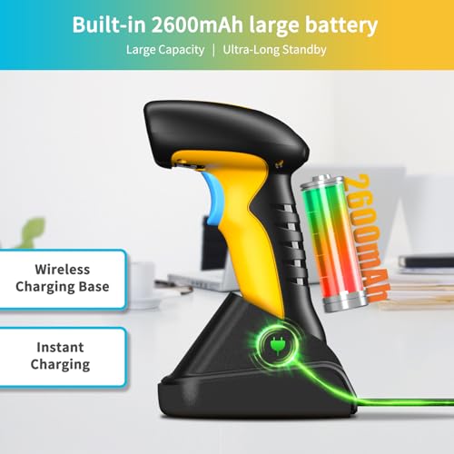 NETUM Upgraded QR Industrial Bluetooth Barcode Scanner with Charging Dock