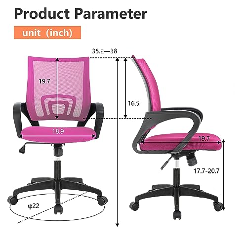 PayLessHere | Office Chair | Pink | Pack of 1 | with Lumbar Support - color: Pink, style: pack of 1