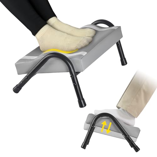 FUSLITE Ergonomic Adjustable Under Desk Foot Rest, Grey - color: Grey
