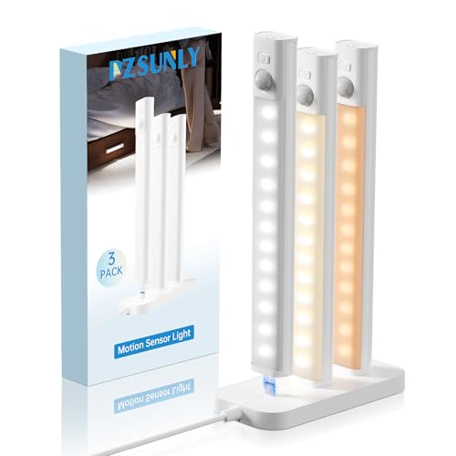 Under Cabinet Lighting with Charging Station,Battery Operated 3Pack | 8inch Motion Sensor Light Indoor,3color Dimmable Closet Light Rechargeable Wireless,Under Counter Lights for Kitchen,Stairs - size: 3 Pack With Charging Station