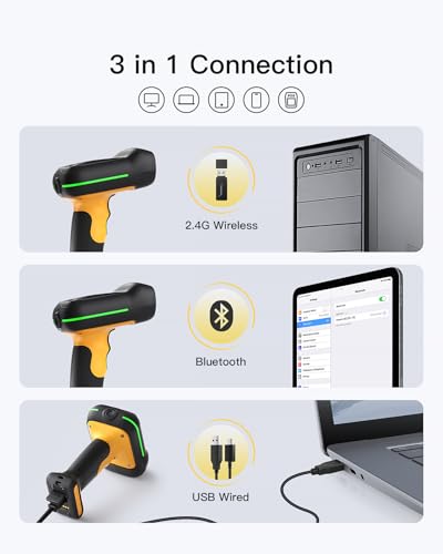 Inateck Industrial Barcode Scanner Bluetooth, 1D Scanner Wireless with IP67 Waterproof and Dustproof, Handscanner with App & SDK，BCST-61 - style: 1D IP67