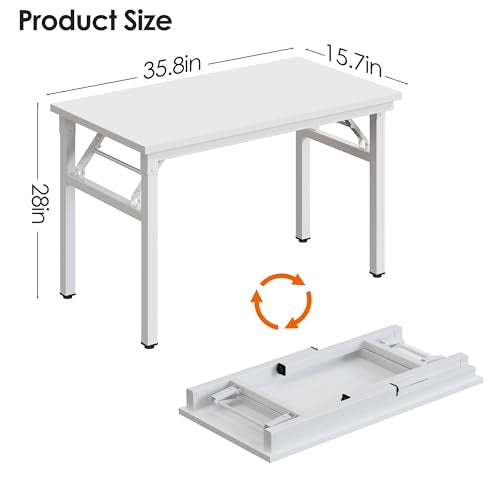 DlandHome 35.8 Inch Small Folding Computer Desk for Home Office, White - color: White + White, size: 35.8 Inches