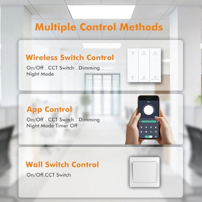 2x4 LED Flat Panel Light 6 Pack, 70W 9310Lm with Wireless Switch
