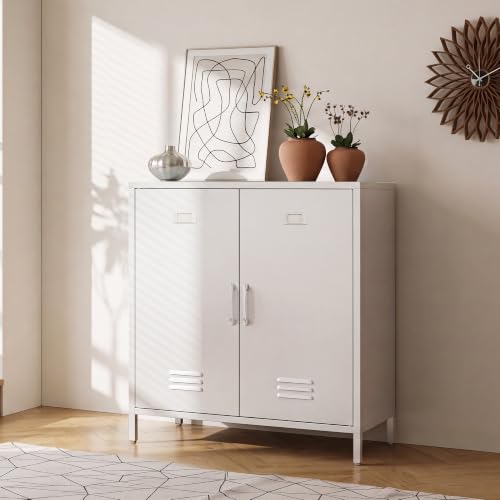 Steehoom 35.43" H White Metal Locker Storage Cabinet Kids Locker Cabinet - color: White, size: 35.43"H