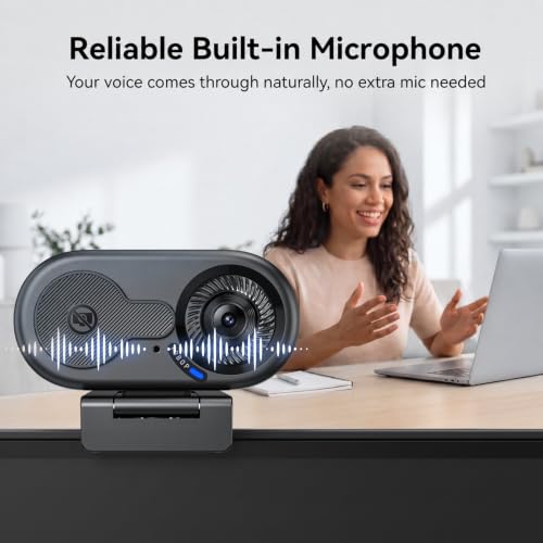 EMEET C100 1080P Webcam for PC w/Rotating Privacy Cover, Mic & Metal Clip | Computer Camera for Home Office, Meetings, Learning, Streaming, External Webcam for Desktop, Laptop, PC USB-A - style: Smooth 1080P w/ Stable Fixed Focus