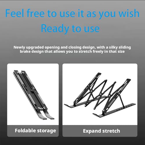 Laptop Stand for Desk, Adjustable Laptop Riser, Black | Portable Foldable Laptop Stands Travel for 10-17” Laptops - color: Black