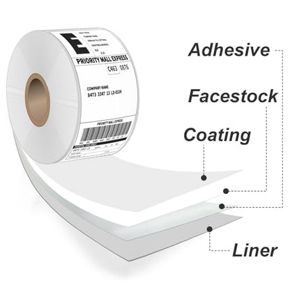 HUOJI 4000 4x6 Thermal Shipping Labels 500/Roll, Commercial Grade | 4x6 Thermal Labels Roll, Strong Adhesive, Clear Printing, Compatible with Rollo, Zebra, MUNBYN Printers - size: 8 Rolls | 4000 Labels(FBM)