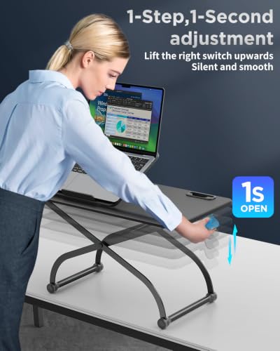 SAIJI Metal Small Laptop Desk Standing Converter Adjustable Desk Riser