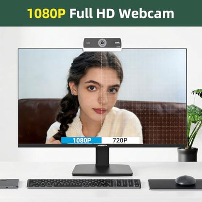 Webcam for PC,HD 1080P USB Plug-and-Play Computer Web Camera, HighDefinition Webcam for Desktop Laptop,Ideal for Online Class, Video ConferenceLive Streaming & Gaming - color: 1080P-white