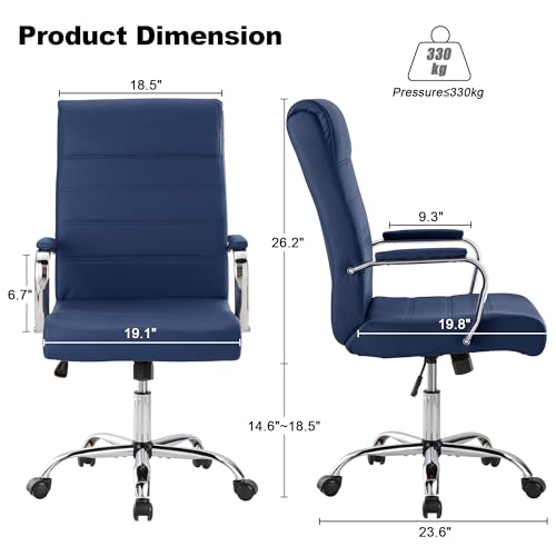 Modern Office Desk Chair, Conference Room Chairs, High Back Ergonomic Home ofiice Chair, Adjustable Height Swivel Executive Computer Chair with Armrest and Padded Seat (Blue) - color: Blue