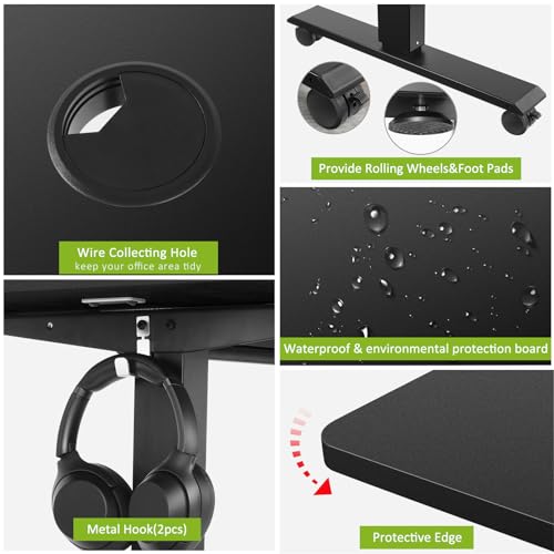 farexon 71x28 Inch Electric Standing Desk with Mouse Pad, Black - color: Black, size: 71 x 28''