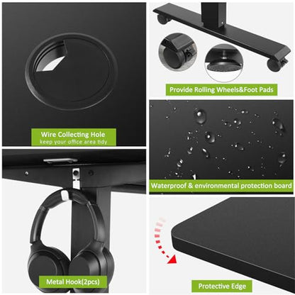 farexon 71x28 Inch Electric Standing Desk with Mouse Pad, Black - color: Black, size: 71 x 28''