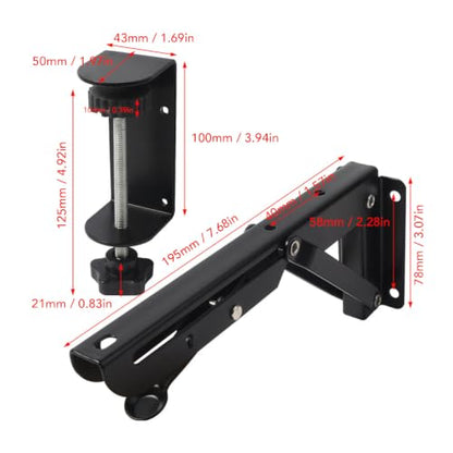 2 Pcs Desk Keyboard Tray Support Bracket, Cold Rolled Steel Clamp On Foldable Bracket for Office Desktop Space Saving