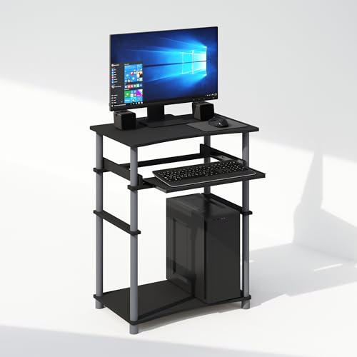 Furinno Home 23.6" Wide Desk with Keyboard Tray, Black - color: Black/Grey, size: 23.6 Inch Wide
