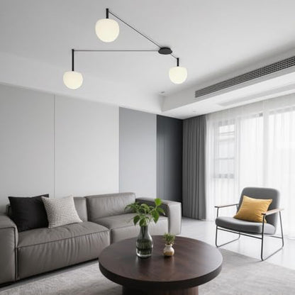 3-Light Black Glass semi Embedded Ceiling Light Suitable for Living Rooms, bedrooms, corridors, Dining Rooms, Dining Rooms, Bubble Ball Ceiling Light (DIY Design is Available) - size: 18in (3-Lights)