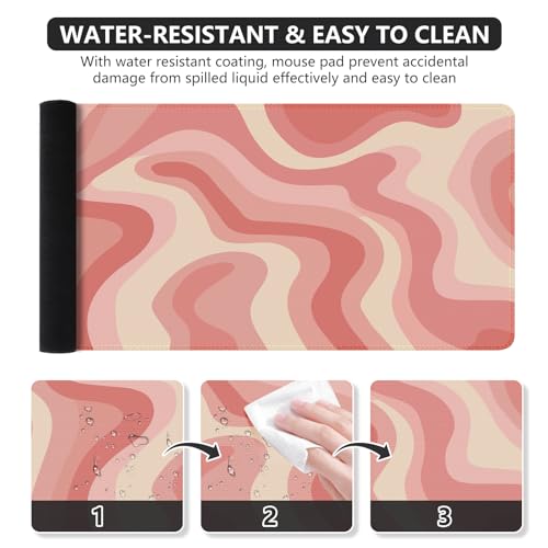 iCasso Desk Pad,Desk Matt for Desktop,Cute Mouse Pad,Pink Topographic - color: Pink Topographic
