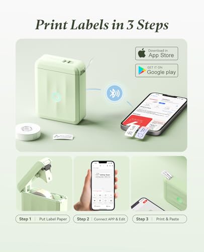 NIIMBOT D110 Label Maker Machine, Bluetooth Thermal Label Printer for School Home Office Organization, Mini Thermal Printer, Label Maker with 1 Label Tape, Green - color: Green, style: Label Machine with 1 Label Tape
