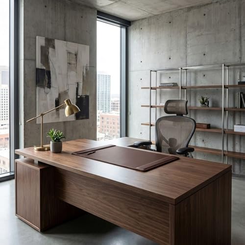 DACASSO Leather Desk Pad with Side Rails - Luxury Leather Desk Blotter for Writing - Executive Desk Surface Protector - (Chocolate Brown, 38” x 24”) - color: Chocolate Brown, size: 24" x 38"