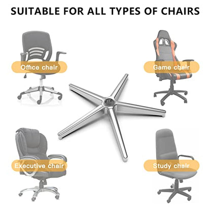 Office Chair Replacement Parts-28'' Heavy Duty Base Replacement(2200Lbs) - Desk Chair Reinforced Metal Leg,Universal Caster and Gas Cylinder Size (Silver) - color: Silver