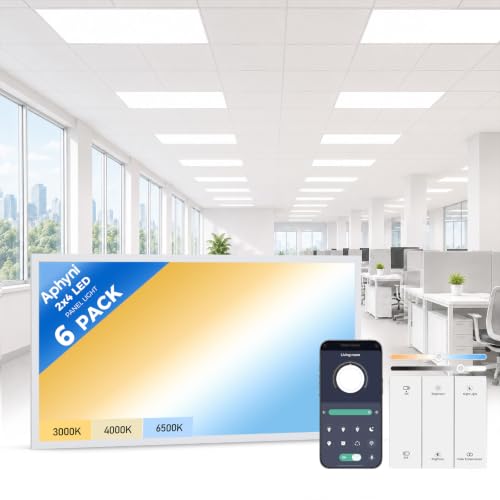 2x4 LED Flat Panel Light 6 Pack, 70W 9310Lm with Wireless Switch