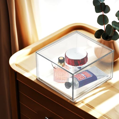 Clear Drawer, Arclic Box, Makeup Organizer Container, 6,5" Storage Drawer for Bathroom Dresser Vainty, Tissue Dryer Sheet Holder Disposable Face Towels Organizer, Light Gray - style: 1 Drawer