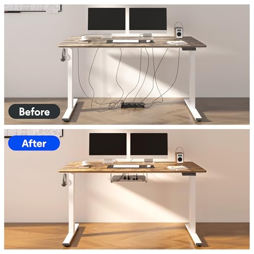 FLEXISPOT EN2 48"x30" Standing Desk with Power Strip Bundle - color: Black Frame + Rustic Brown, size: 48x30