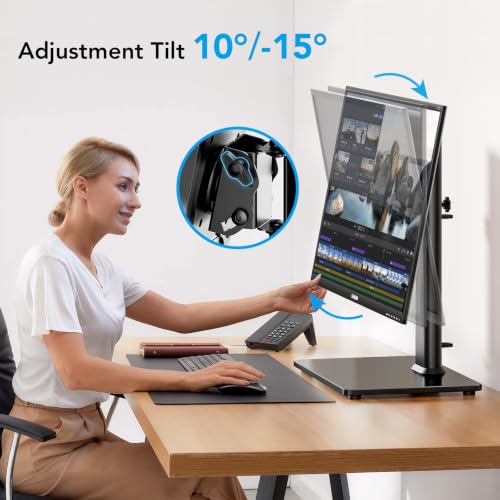 AX WABER Single Monitor Desk Stand Free-Standing Desk Mount Arm Riser for 13 inch to 32 inch Screen Freestanding VESA Mount Base, Adjustable Height, Tilt, Swivel, Rotation, Black AX05TB01 - size: Single monitor stand