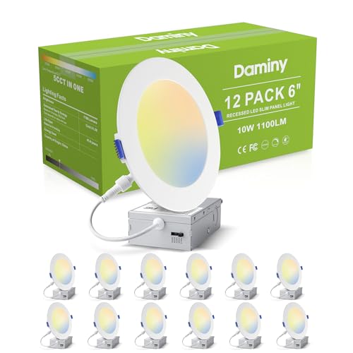 DAMINY 12 Pack 6 Inch LED Recessed Lighting, Canless Wafer Downlight - color: White, size: 6 Inch