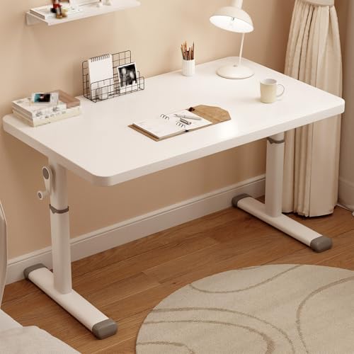 Standing Desk Adjustable Height, Manual Crank Stand Up Desk, White Computer Desk, Carbon Steel Table Legs, Home Office Desk, 1.5 cm Thick Panel(100x60cm/39.3x23.6in) - size: 100x60cm/39.3x23.6in