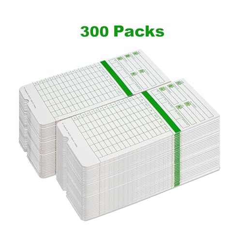 Time Cards for Employees Monthly,Numbered Days,All Pay Periods,300 Count,2-Sided,3 3/8" x 7 3/8",Green Print,Timecards for Time Clocks