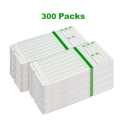 Time Cards for Employees Monthly,Numbered Days,All Pay Periods,300 Count,2-Sided,3 3/8" x 7 3/8",Green Print,Timecards for Time Clocks