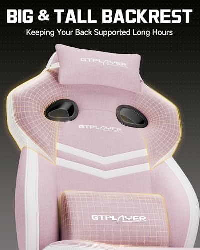 GTPLAYER Big & Tall Gaming Chair, Wide Seat with Footrest, Pink - color: 04 Pink