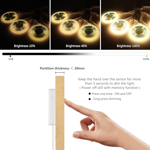 LED Under Cabinet Lighting Kit 6PCS 12V COB LED Strip Lights 1M/3.3FT 3000k - color: Warm White, size: 3.3Ft