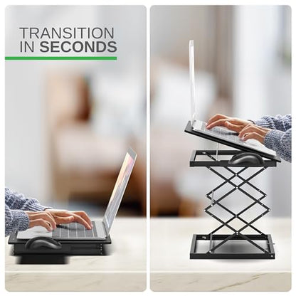 Uncaged Ergonomics Adjustable Laptop Stand & Standing Desk Converter, Black