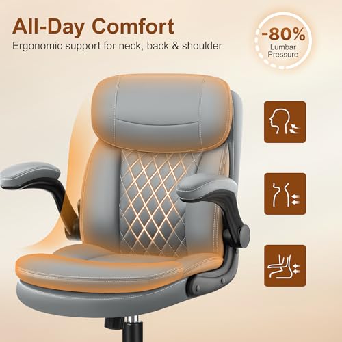 Office Desk Chair, Ergonomic Computer Chair with Unique Dual-Layer Support - color: Grey