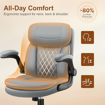 Office Desk Chair, Ergonomic Computer Chair with Unique Dual-Layer Support - color: Grey