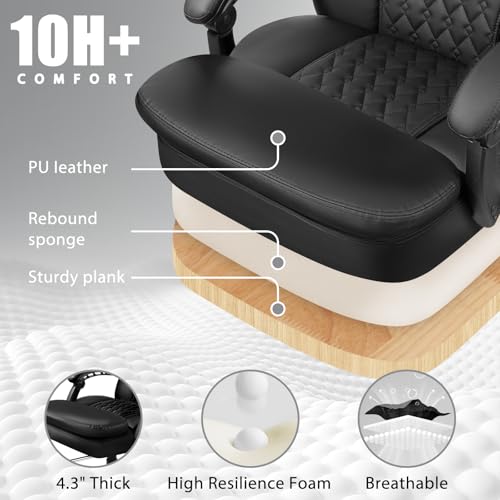 LEMBERI 400lbs Executive Big Office Chair, Tall Desk Chair with Footrest