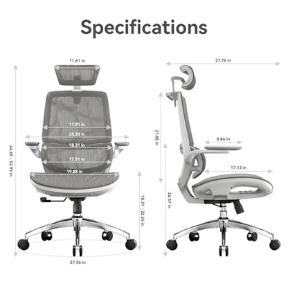 SIHOO M59AS Ergonomic Office Chair, Dual Backrest, Adaptive Lumbar Support - color: Jet Black, size: Pack of 1