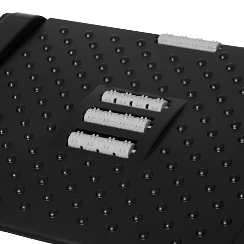 Black Triangular Footrest Massage Under Desk with Soothing Massage Points and Rollers, Adjustable Foot Stool Support with 6 Height Positions