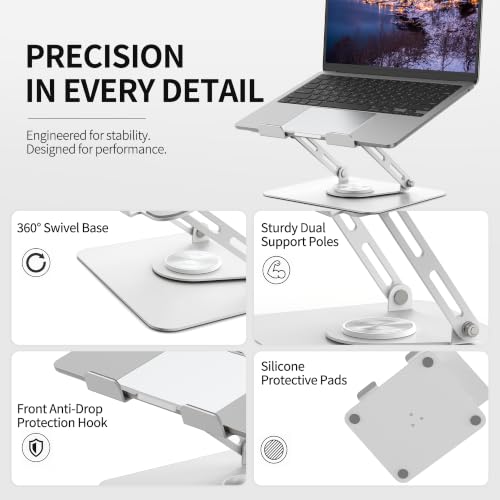 ALASHI 360° Rotating Laptop Stand, Multi-Angle, 10-17", White - color: A-White