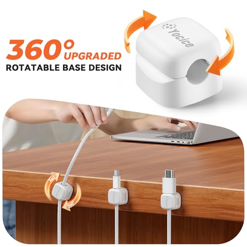 6Pack Rotatable Cord Organizer,Spring Cable Clips Desk Cable Management Cord Holder Adhesive Phone Charger Cord Clips for Home Office Car Wall Nightstand Accessories, White - color: White, size: 6Pack