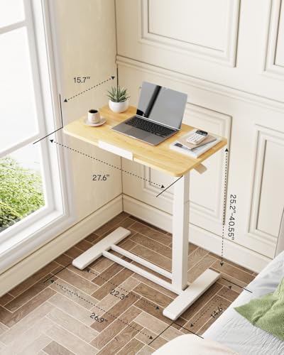 FLEXISPOT H7 PRO 90° Tiltable Mobile Overbed Table with Pneumatic Lift,28'' | Full foldable bedside table with adjustable desktop for laptop, Rolling Computer Cart and bed sofa.27.6" W x 15.7" D,Maple - color: Maple, size: 28x16