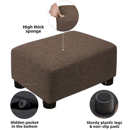 CAROLMADE Small Foot Stool Ottoman Footstool with Legs Under Desk Footrest for Living Room Bedroom and Office,Linen-Brown - color: Brown, size: 11"d X 15.4"w X 8.3"h