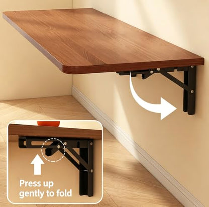 Wall Mounted Folding Table, 24 in Fold Down Floating Desk for Small Space - color: Walnut, size: 24 in