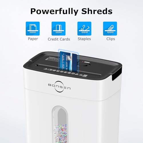 Bonsen 10-Sheet Cross Cut Paper Shredder for Home Office Heavy Duty, White - color: White, size: 10-Sheet Cross Cut
